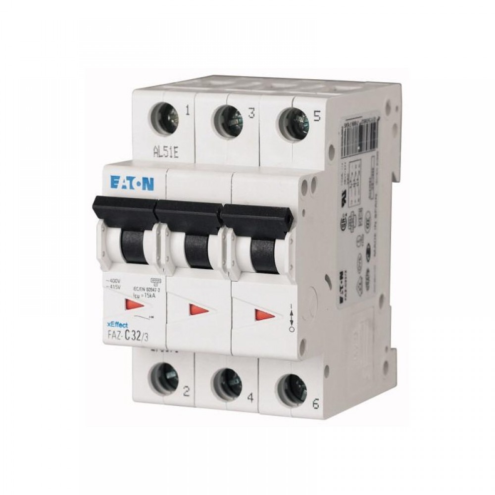 FAZ MCB Circuit Breaker 3 Pole 10kA FAZ-C50/3 Eaton, UL 1077